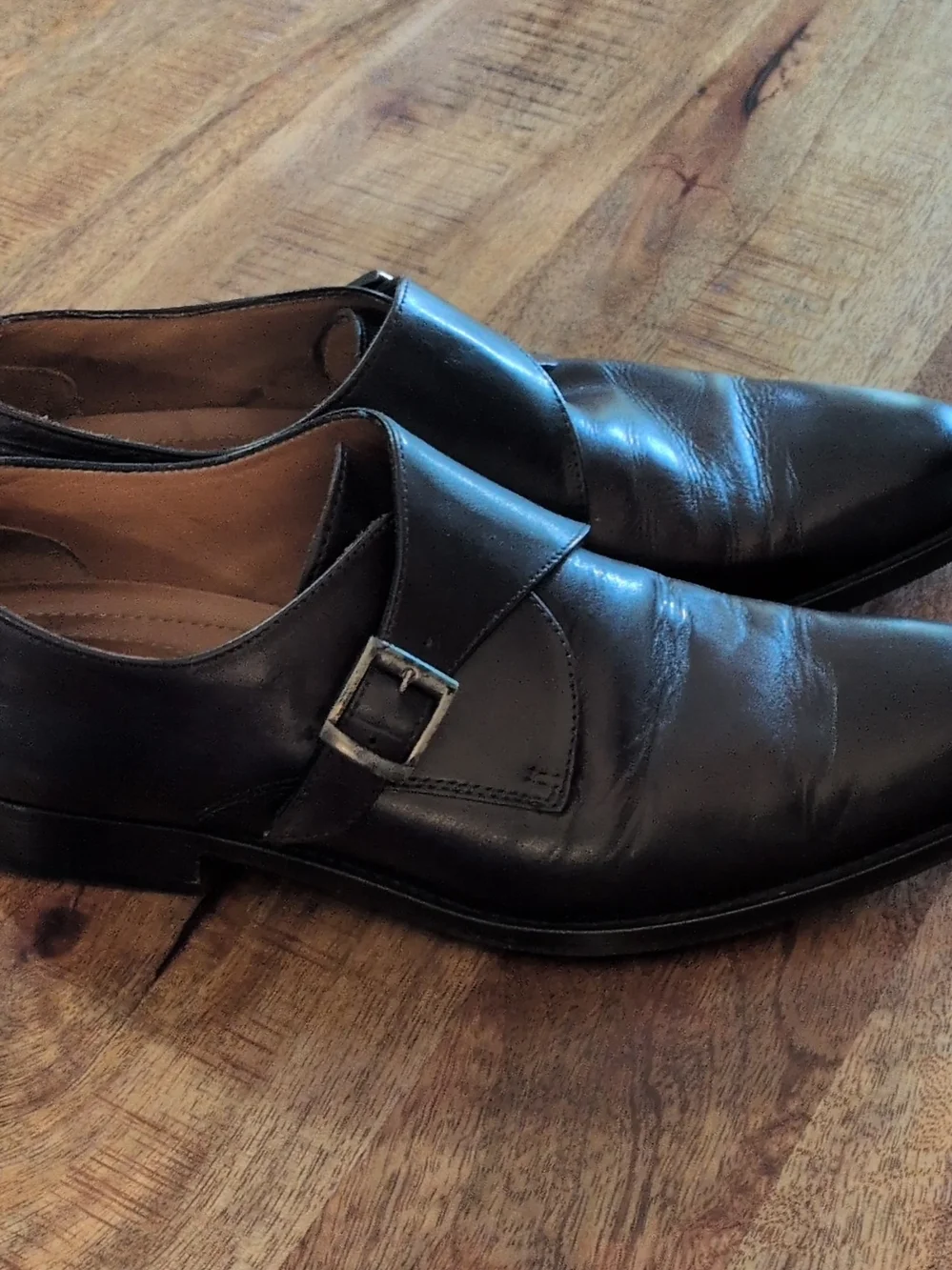 Tasso Elba Lucca Mens Double Monk Strap Shoes 10.5 M Dark Brown Leather VGC